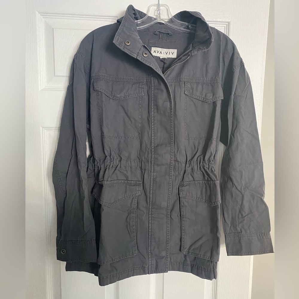 Womens Ava & Viv Plus Size Utility Cargo Jacket